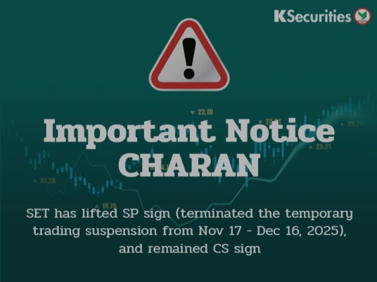 Important Notice SET has lifted SP sign and remained CS sign on the securities of CHARAN