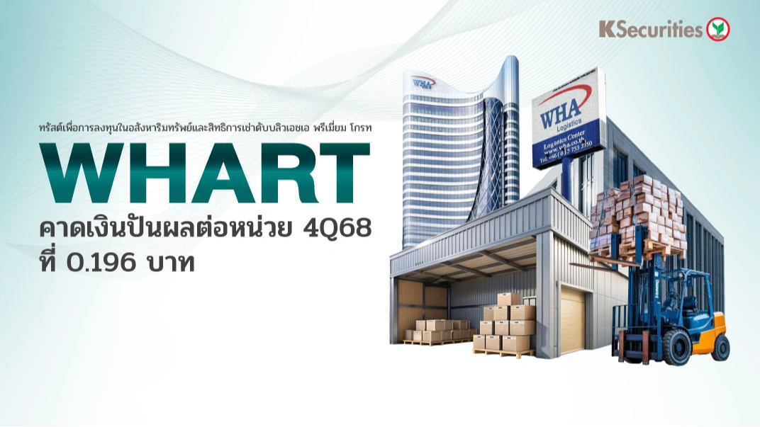 KS : WHART คาดเงินปันผลต่อหน่วย 4Q68 ที่ 0.196 บาท
