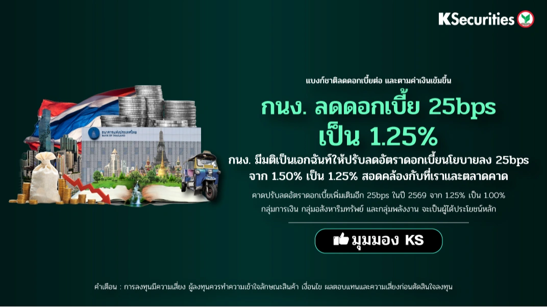 KS : แบงก์ชาติลดดอกเบี้ยต่อ และตามค่าเงินเข้มขึ้น