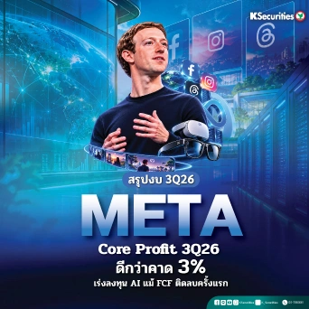 KS: META Core Profit 3Q26 ดีกว่าคาด 3% เร่งลงทุน AI แม้ FCF ติดลบครั้งแรก
